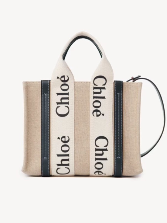 Chloe Handbags - MINI WOODY TOTE BAG IN LINEN